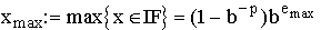 $x_{\max }:=\max \left\{ x\in IF\right\} =(1-b^{-p})b^{e_{\max }}$