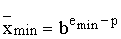$x_{\min }=b^{e_{\min }-p}$