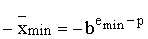 $-x_{\min }=-b^{e_{\min }-p}$