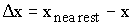 $\Delta x=x_{nearest}-x$