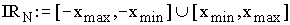 $IR_{N}:=[-x_{\max },-x_{\min }]\bigcup [x_{\min },x_{\max }]$