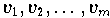 $v_1, v_2, \dots, v_m$